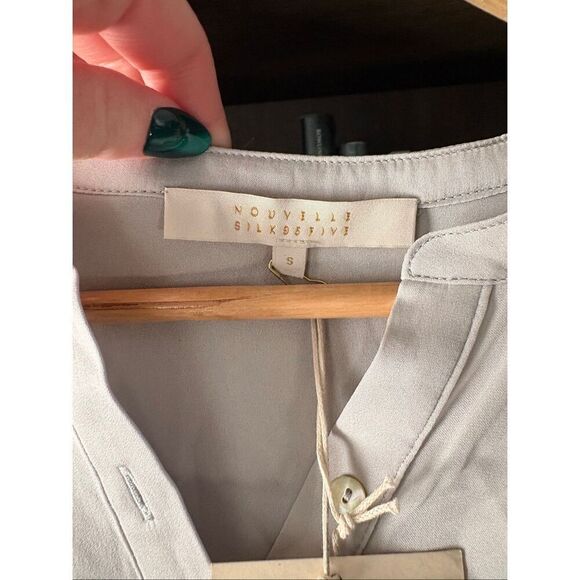 NWT Nouvelle Silk 95 Montenegro Tunic In Dolphin Grey Size Small - Picture 6 of 10